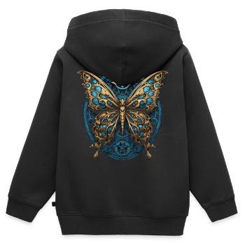 Papillon machine - Sweat Premium à capuche zippé enfant bio - noir - Dos - AI Model Kid Male (0cm)