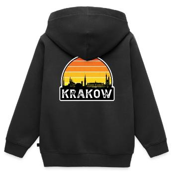 Krakau Polen Flagge Skyline Reisesouvenir - Kinder Premium Organic Zip Hoodie - Schwarz - Hinten - AI Model Kid Male (0cm)