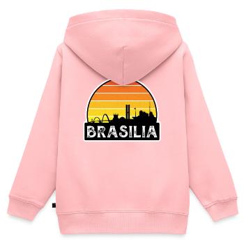 Brasilia Brésil Flag Skyline Souvenir de voyage - Sweat Premium à capuche zippé enfant bio - rose - Dos - AI Model Kid Female (0cm)
