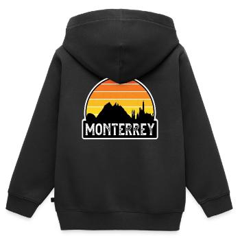 Monterrey Mexiko Flagge Skyline Reisesouvenir - Kinder Premium Organic Zip Hoodie - Schwarz - Hinten - AI Model Kid Male (0cm)