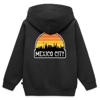 Mexiko-Stadt Mexiko-Flagge Skyline Reise-Souvenir - Kinder Premium Organic Zip Hoodie - Schwarz - Hinten - AI Model Kid Male (0cm)