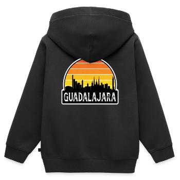 Guadalajara Mexiko Flagge Skyline Reisesouvenir - Kinder Premium Organic Zip Hoodie - Schwarz - Hinten - AI Model Kid Male (0cm)