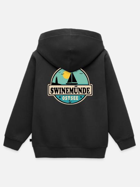 Swinemünde - Kinder Premium Organic Zip Hoodie - Schwarz