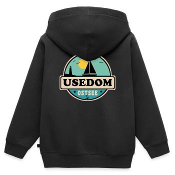 Usedom - Kinder Premium Organic Zip Hoodie - Schwarz - Hinten - AI Model Kid Male (0cm)