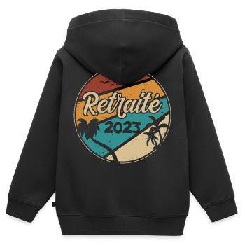 Retired 2023 Original Vintage Retirement Humor - Kinder Premium Organic Zip Hoodie - Schwarz - Hinten - AI Model Kid Male (0cm)