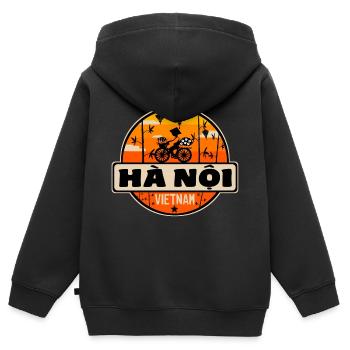 Hanoi Vietnam - Kinder Premium Organic Zip Hoodie - Schwarz - Hinten - AI Model Kid Male (0cm)