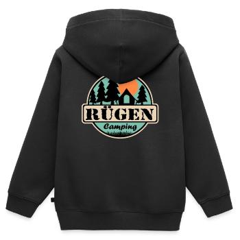 Rügen Camping - Kinder Premium Organic Zip Hoodie - Schwarz - Hinten - AI Model Kid Male (0cm)