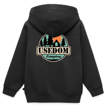 Usedom Camping - Kinder Premium Organic Zip Hoodie - Schwarz - Hinten - AI Model Kid Male (0cm)