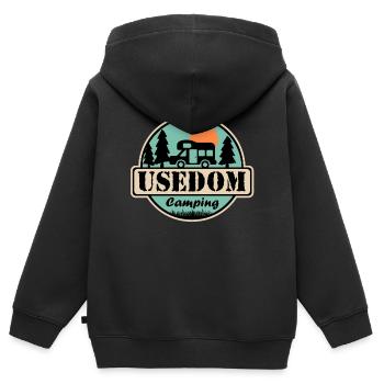 Usedom Camping - Kinder Premium Organic Zip Hoodie - Schwarz - Hinten - AI Model Kid Male (0cm)