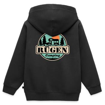 Rügen Camping - Kinder Premium Organic Zip Hoodie - Schwarz - Hinten - AI Model Kid Male (0cm)