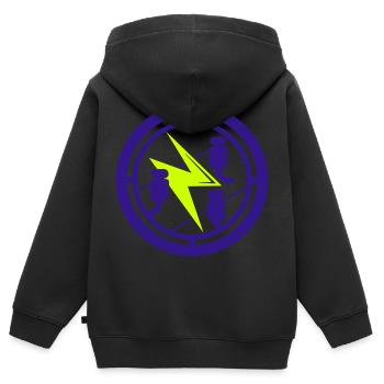 Armoiries de la Guilde des électriciens | Couleurs changeantes - Sweat Premium à capuche zippé enfant bio - noir - Dos - AI Model Kid Male (0cm)