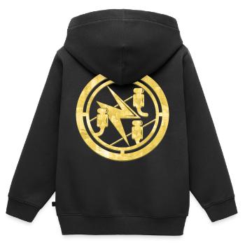 Armoiries de la Guilde des électriciens Logo Or - Sweat Premium à capuche zippé enfant bio - noir - Dos - AI Model Kid Male (0cm)