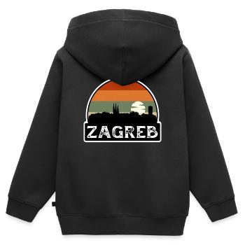 Zagreb Croatia Flag Skyline Travel Souvenir - Kids Premium Organic Zip-up Hoodie - black - Back - AI Model Kid Male (0cm)