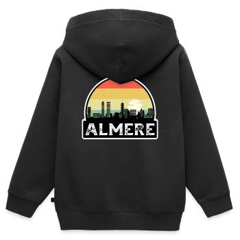 Almere Niederlande Flagge Skyline Reisesouvenir - Kinder Premium Organic Zip Hoodie - Schwarz - Hinten - AI Model Kid Male (0cm)