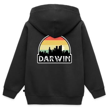 Darwin Australie Flag Skyline Souvenir de voyage - Sweat Premium à capuche zippé enfant bio - noir - Dos - AI Model Kid Male (0cm)