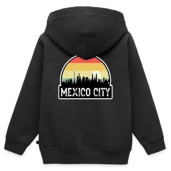 Mexiko-Stadt Mexiko-Flagge Skyline Reise-Souvenir - Kinder Premium Organic Zip Hoodie - Schwarz - Hinten - AI Model Kid Male (0cm)
