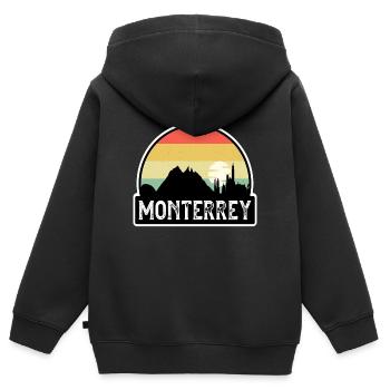 Monterrey Mexiko Flagge Skyline Reisesouvenir - Kinder Premium Organic Zip Hoodie - Schwarz - Hinten - AI Model Kid Male (0cm)
