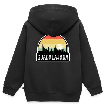 Guadalajara Mexiko Flagge Skyline Reisesouvenir - Kinder Premium Organic Zip Hoodie - Schwarz - Hinten - AI Model Kid Male (0cm)