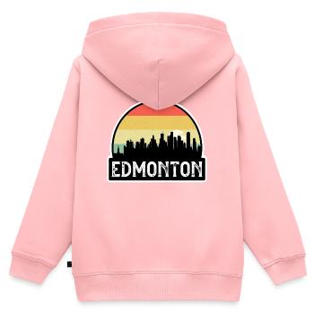 Edmonton Canada Flag Skyline Souvenir de voyage - Sweat Premium à capuche zippé enfant bio - rose - Dos - AI Model Kid Female (0cm)