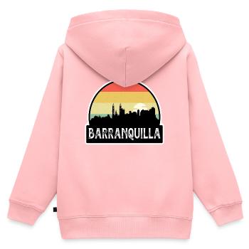 Barranquilla Kolumbien Flagge Skyline Reisesouvenir - Kinder Premium Organic Zip Hoodie - Rosa - Hinten - AI Model Kid Female (0cm)