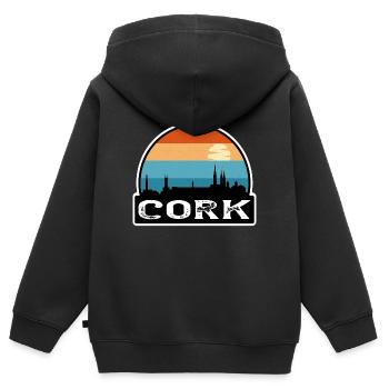Cork Irland Flagge Skyline Reise-Souvenir - Kinder Premium Organic Zip Hoodie - Schwarz - Hinten - AI Model Kid Male (0cm)