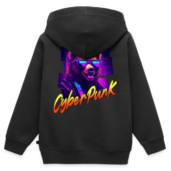 Cyberpunk Bear - Kids Premium Organic Zip-up Hoodie - black - Back - AI Model Kid Male (0cm)