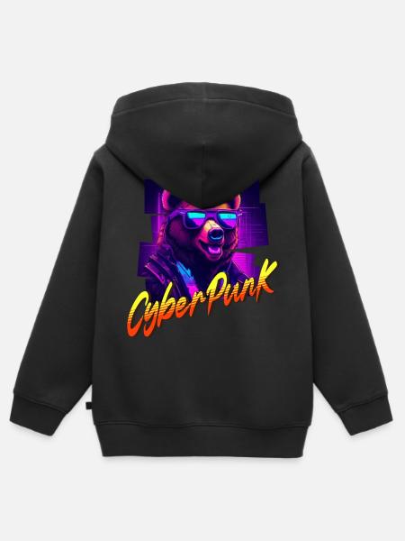 Cyberpunk-Bär - Kinder Premium Organic Zip Hoodie - Schwarz