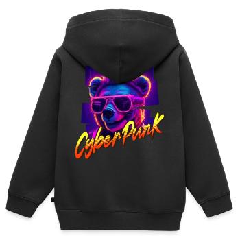Cyberpunk Bear - Kids Premium Organic Zip-up Hoodie - black - Back - AI Model Kid Male (0cm)