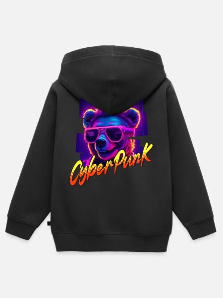 Cyberpunk-Bär - Kinder Premium Organic Zip Hoodie - Schwarz