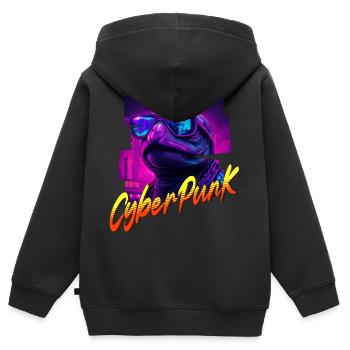 Cyberpunk Turtle - Kids Premium Organic Zip-up Hoodie - black - Back - AI Model Kid Male (0cm)