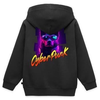 Cyberpunk dog - Kids Premium Organic Zip-up Hoodie - black - Back - AI Model Kid Male (0cm)