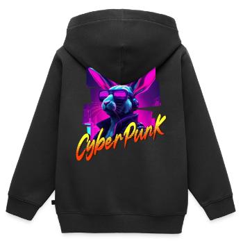 Cyberpunk Rabbit - Kids Premium Organic Zip-up Hoodie - black - Back - AI Model Kid Male (0cm)