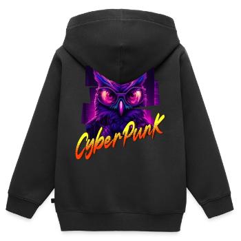 Cyberpunk Owl - Kids Premium Organic Zip-up Hoodie - black - Back - AI Model Kid Male (0cm)