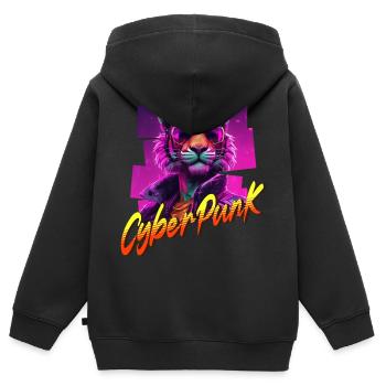 Cyberpunk Tiger - Kids Premium Organic Zip-up Hoodie - black - Back - AI Model Kid Male (0cm)