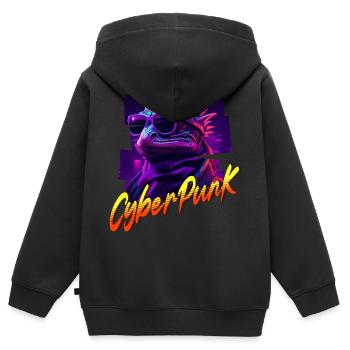 Cyberpunk lizard - Kids Premium Organic Zip-up Hoodie - black - Back - AI Model Kid Male (0cm)