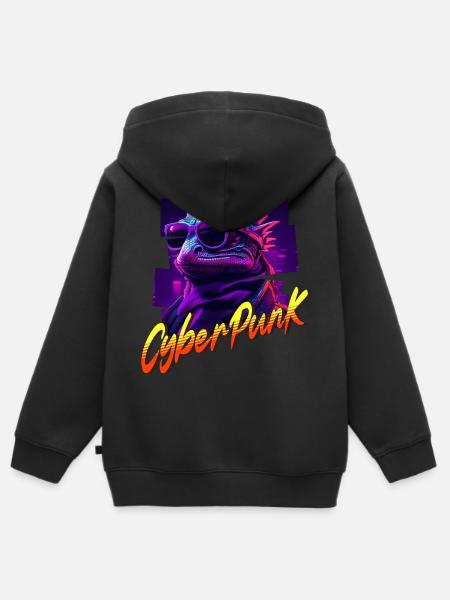 Cyberpunk-Eidechse - Kinder Premium Organic Zip Hoodie - Schwarz