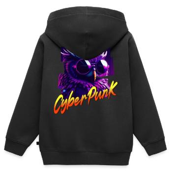 Cyberpunk Owl - Kids Premium Organic Zip-up Hoodie - black - Back - AI Model Kid Male (0cm)