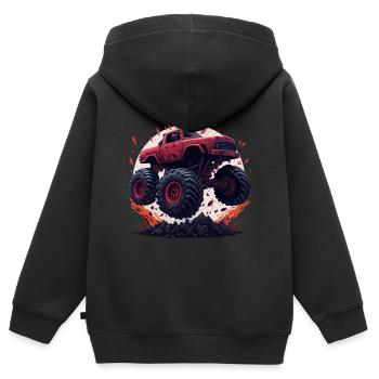 Monstertruck - Kinder Premium Organic Zip Hoodie - Schwarz - Hinten - AI Model Kid Male (0cm)