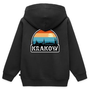 Krakau Polen Flagge Skyline Reisesouvenir - Kinder Premium Organic Zip Hoodie - Schwarz - Hinten - AI Model Kid Male (0cm)