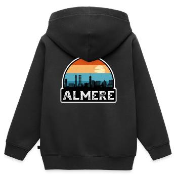 Almere Niederlande Flagge Skyline Reisesouvenir - Kinder Premium Organic Zip Hoodie - Schwarz - Hinten - AI Model Kid Male (0cm)