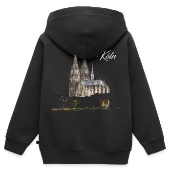 Köln - Kinder Premium Organic Zip Hoodie - Schwarz - Hinten - AI Model Kid Male (0cm)