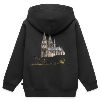 Cologne - Sweat Premium à capuche zippé enfant bio - noir - Dos - AI Model Kid Male (0cm)