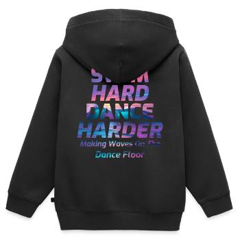 Nager fort, danser plus fort - Sweat Premium à capuche zippé enfant bio - noir - Dos - AI Model Kid Male (0cm)
