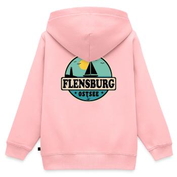 Flensburg - Kinder Premium Organic Zip Hoodie - Rosa - Hinten - AI Model Kid Female (0cm)