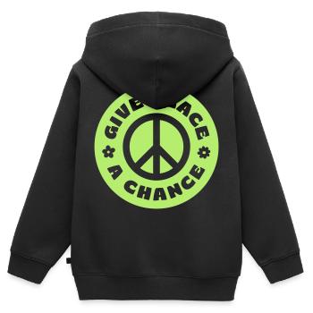 GIVE PEACE A CHANCE - Kinder Premium Organic Zip Hoodie - Schwarz - Hinten - AI Model Kid Male (0cm)