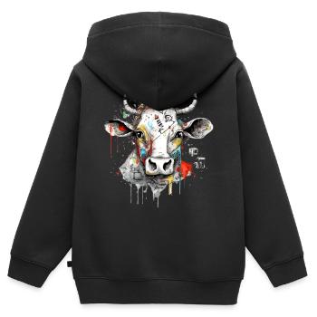 Kika la vache - Sweat Premium à capuche zippé enfant bio - noir - Dos - AI Model Kid Male (0cm)