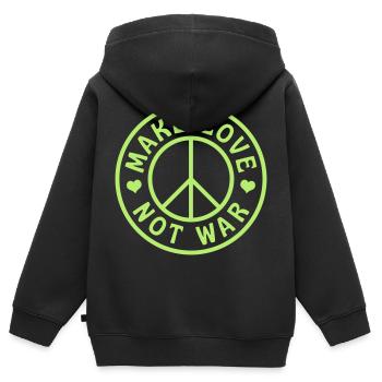 MAKE LOVE NOT WAR - Kinder Premium Organic Zip Hoodie - Schwarz - Hinten - AI Model Kid Male (0cm)