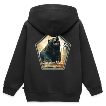 ÎLE DE VANCOUVER - Sweat Premium à capuche zippé enfant bio - noir - Dos - AI Model Kid Male (0cm)