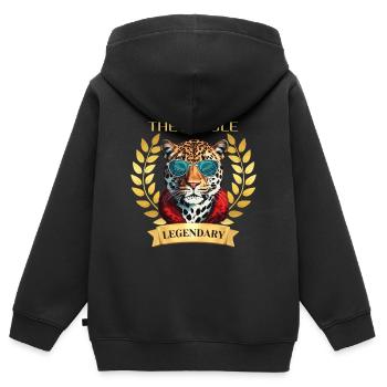 Roi légendaire de la jungle - Sweat Premium à capuche zippé enfant bio - noir - Dos - AI Model Kid Male (0cm)