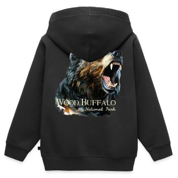 Parc national Wood Buffalo - Sweat Premium à capuche zippé enfant bio - noir - Dos - AI Model Kid Male (0cm)